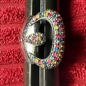 Carlo Viano 925 Sterling Multi-Gem Statement Ring